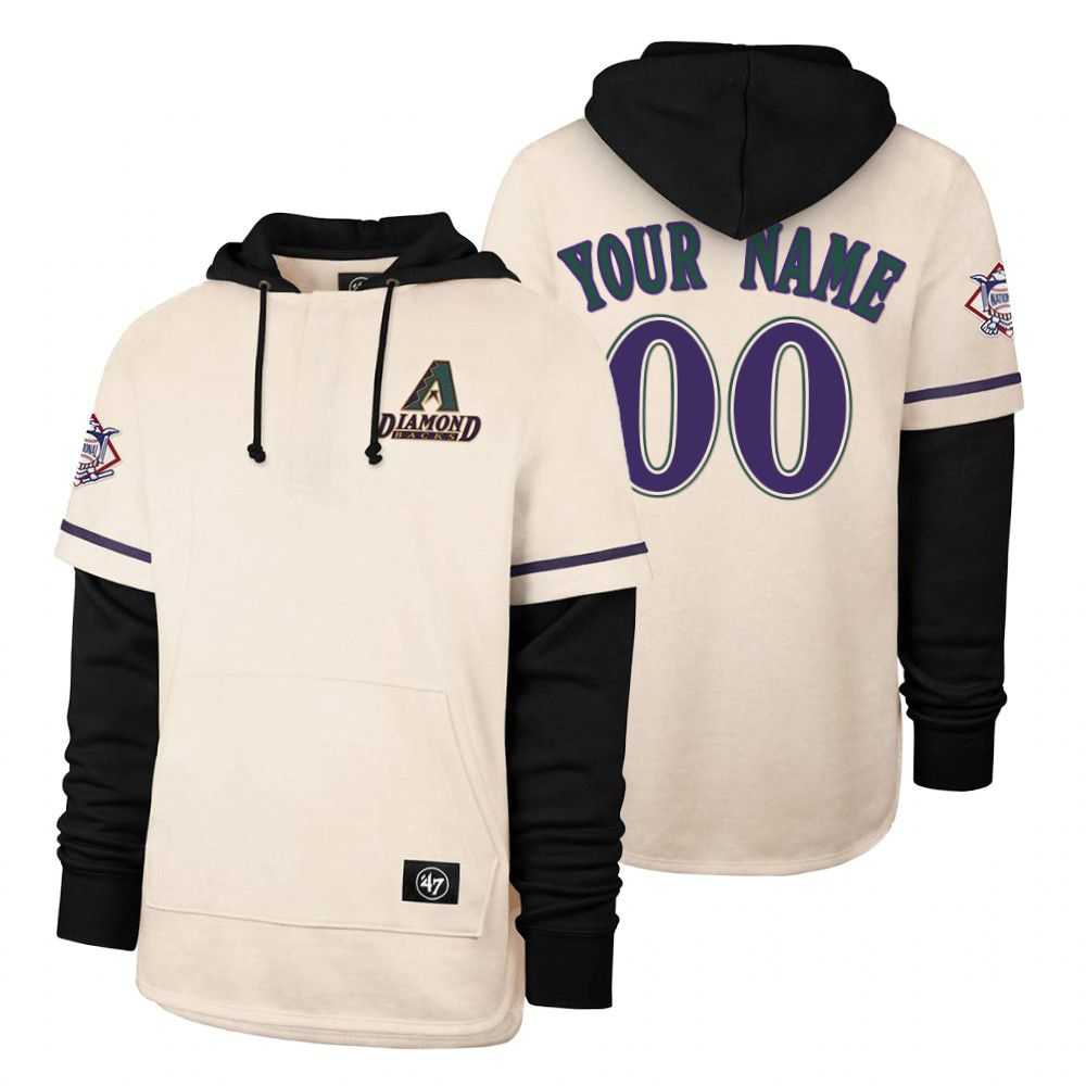 Men Arizona Diamondback 00 Your name Cream 2021 Pullover Hoodie MLB Jersey